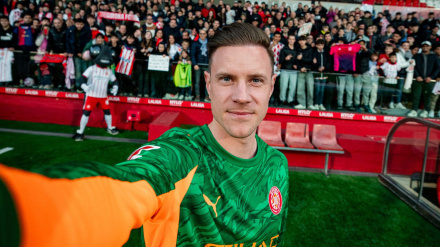 Ter Stegen durante su presentación con el Girona