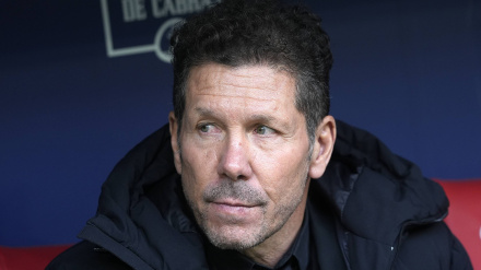 Diego Pablo Simeone, entrenador del Atlético, durante el partido ante el Mallorca
