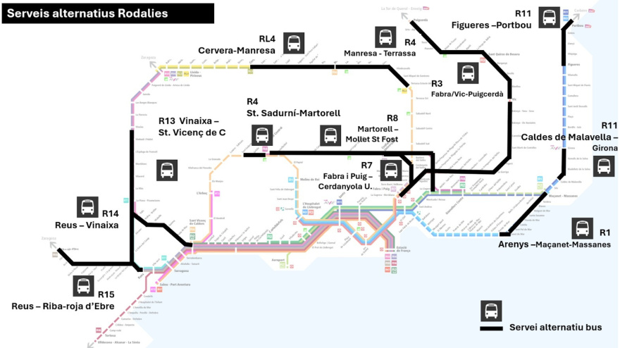 mapa del tràfic reduït de rodalies