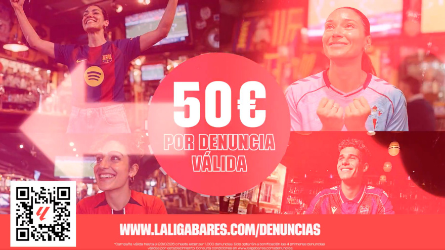 LaLiga premiará con 50 euros a los usuarios que denuncien a los bares que emitan el fútbol pirata.
