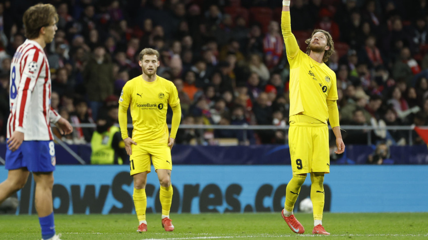 Hogh celebra el 1-2 del Bodo/Glimt contra el Atlético