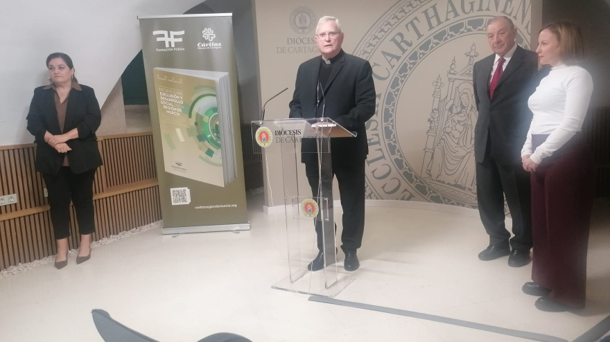 Presentación Obispo Diócesis de Cartagena del informe FOESSA de Caritas sobre pobreza