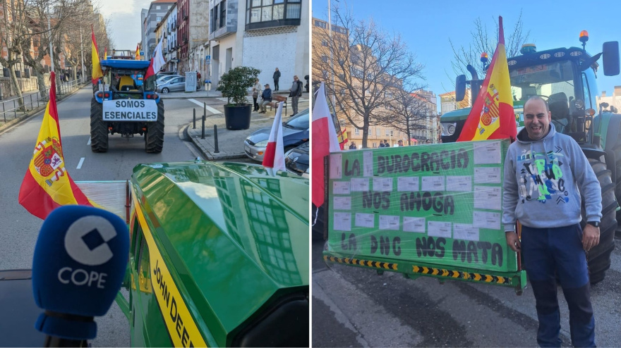COPE Cantabria se subió a uno de los tractores que se manifestaron este jueves por el centro de Santander