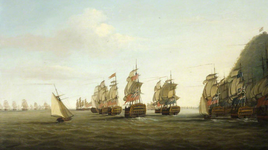 Una escuadra británica frente a Santa Lucía, 25 de marzo de 1780