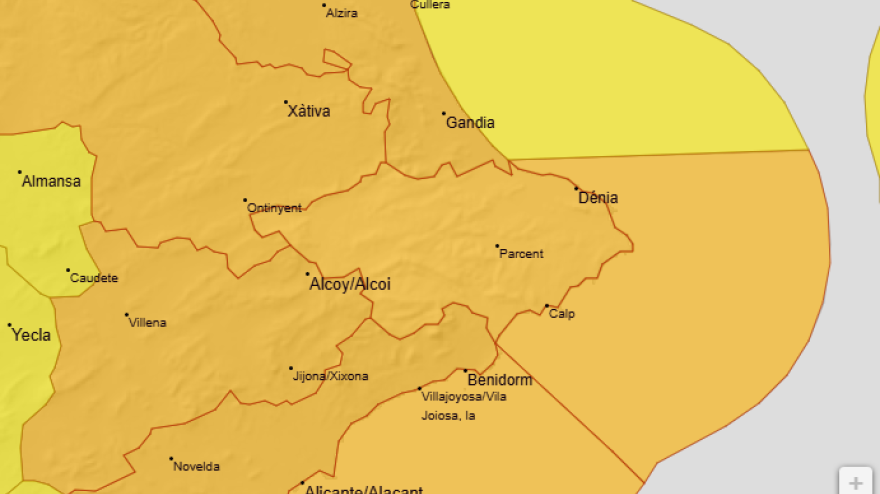 Alerta naranja por vientos y riesgo costero en la comarca de la Marina Alta