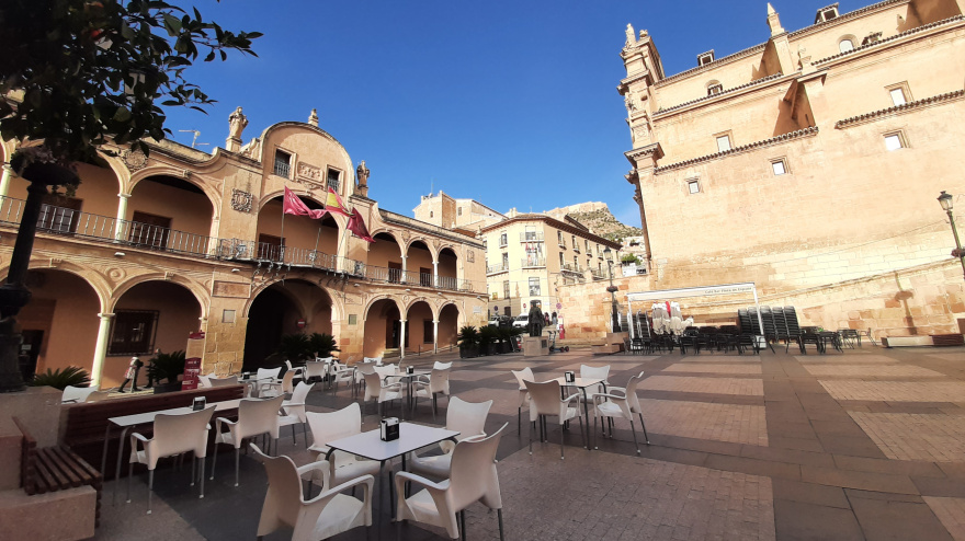 Plaza de España de Lorca, centro del casco histórico de la ciudad