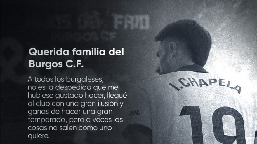 Despedida de la afición del Burgos CF de Iván Chapela en redes.