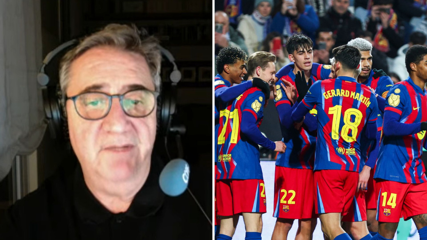 Miguel Rico y los jugadores del FC Barcelona