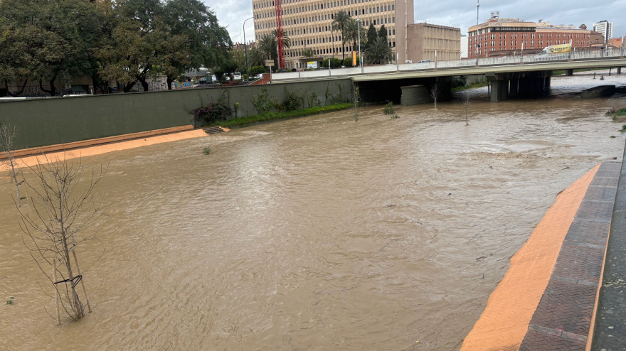 El cauce del Guadalmedina recupera su caudal