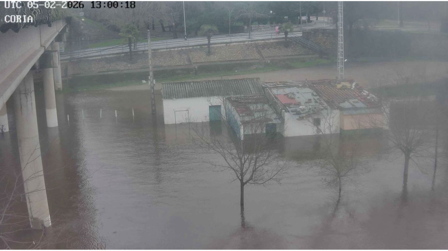 Río Alagón a su paso por Coria a las 13:00 horas