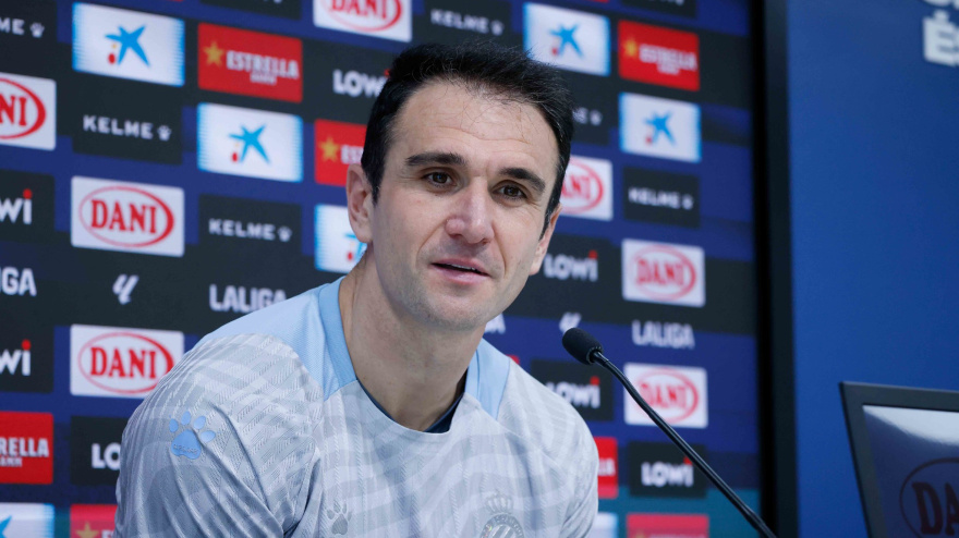 Kike García, hoy en la sala de prensa de la Ciudad Deportiva Dani Jarque.