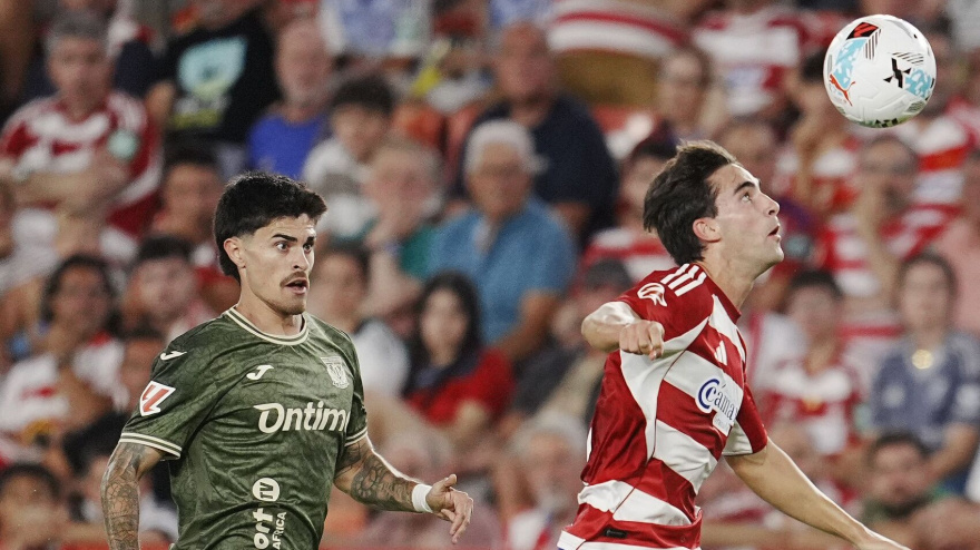 Alemañ junto a Juan Cruz en el partido de la primera vuelta ante el Leganés disputado en el Nuevo Los Cármenes