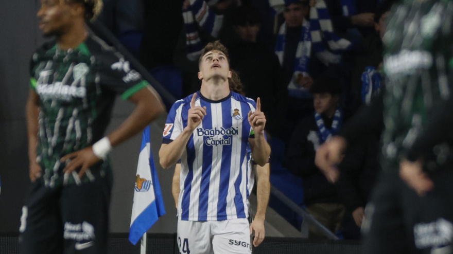 Sucic celebra el 1-0 de la Real Sociedad contra el Elche