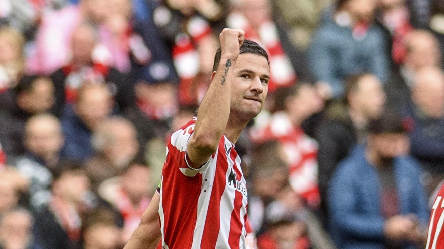 Guruzeta celebra el 2-0 del Athletic contra el Levante