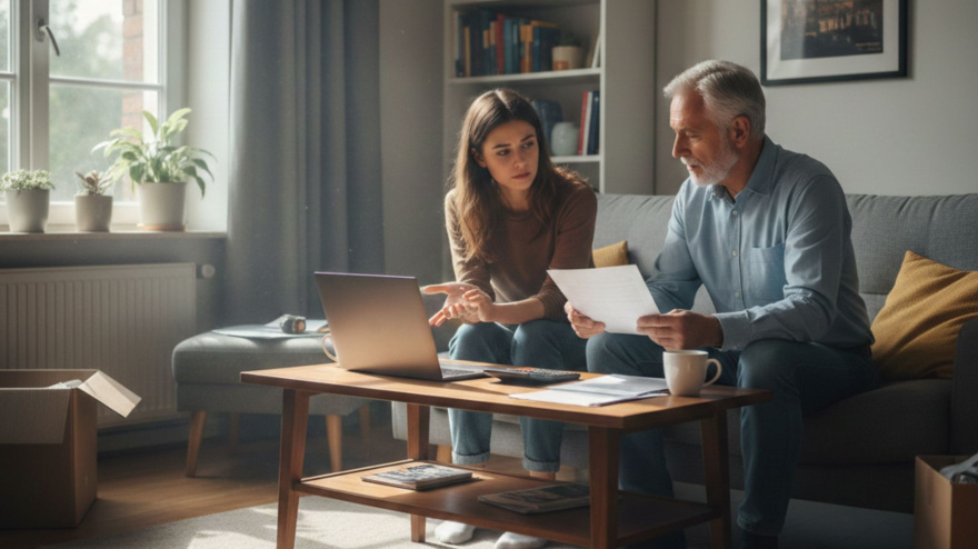 Un inquilino con su casero negociando una subida de alquiler en el piso de alquiler