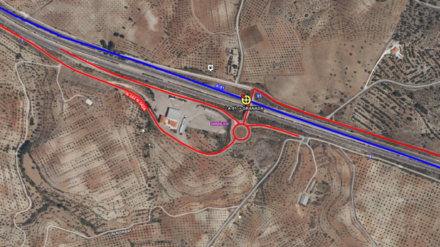 Lugar del accidente del camión cisterna en el mapa facilitado por el 112