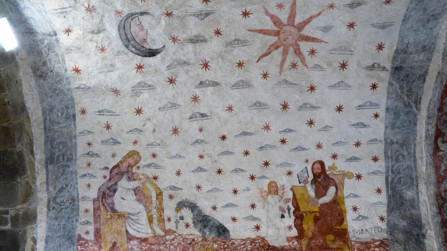 Mural en la Iglesia de San Salvador de Cibuyo, Cangas del Narcea