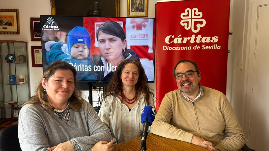 Presidenta de Cáritas Ucrania y Director Cáritas Sevilla