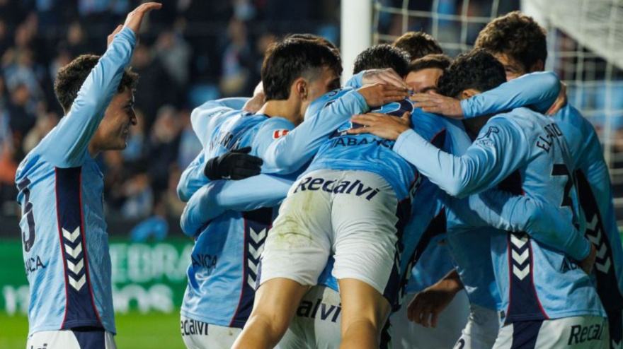 Los jugadores del Celta celebran el 1-0 contra el Mallorca