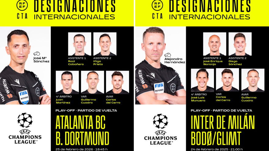 Sánchez Martínez y Hernández Hernández dirigirán partidos esta semana en la Champions