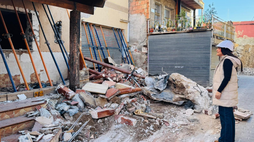 Imagen de la primera vivienda derribada dentro del proyecto ‘Programa 12’ para la rehabilitación urbana de los barrios de Santa María, San Pedro y San Juan