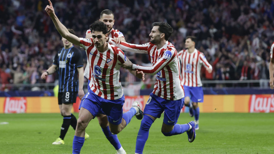 Cardoso celebra el gol del Atlético contra el Brujas
