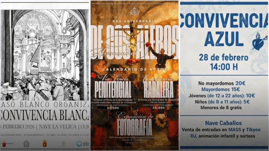 Paso Blanco, Paso Azul y Paso Encarnado, realizarán este fin de semana jornadas de convivencia para ir calentando motores de cara a la Semana Santa 2026