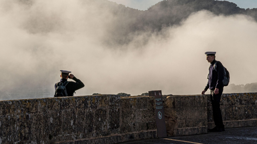 Fotografía recurso en Palma de Mallorca con una densa niebla