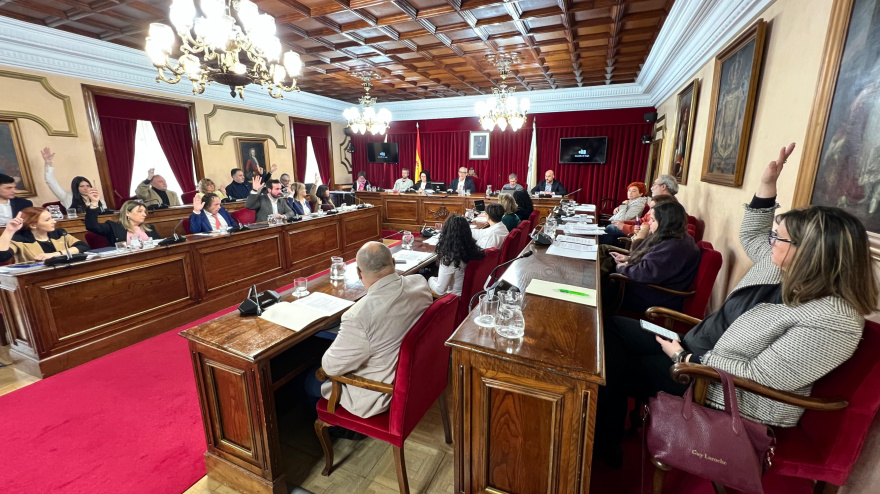 María Reigosa durante una de las votaciones en el pleno de Lugo
