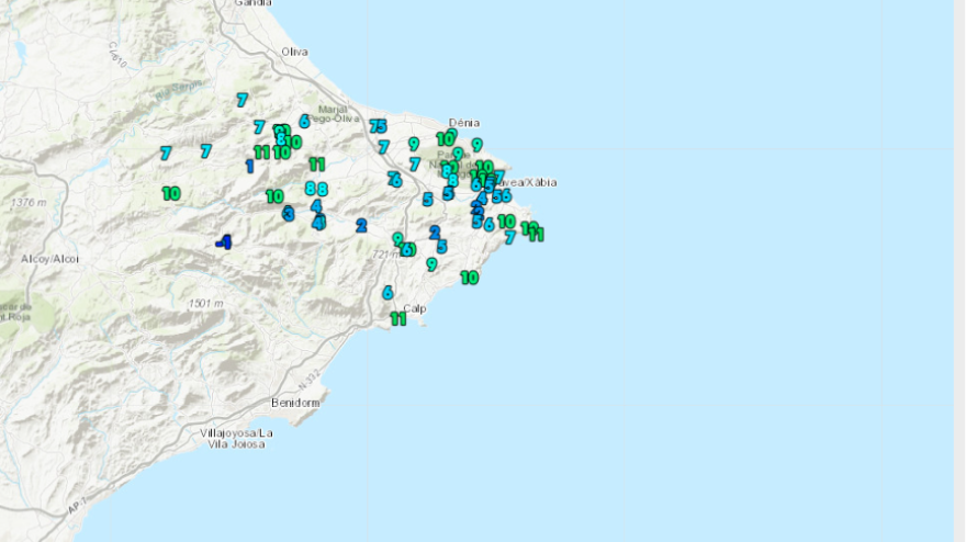 Desplome de temperaturas en la comarca de la Marina Alta