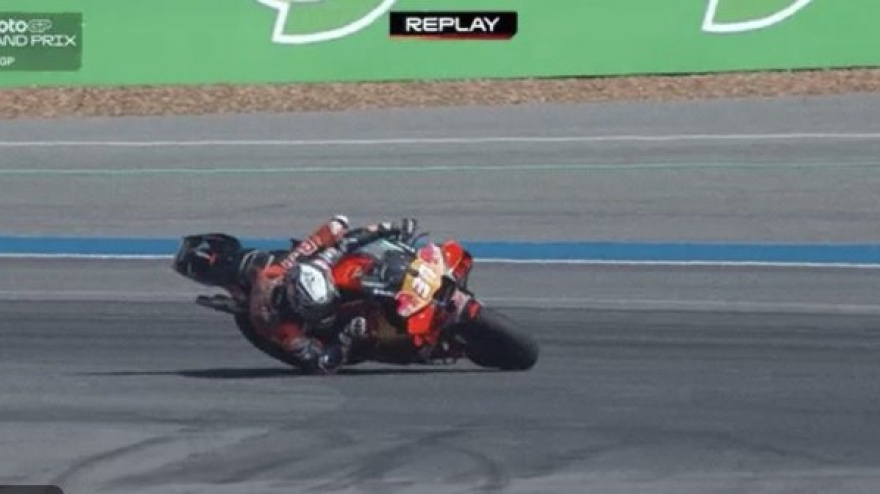 Pedro Acosta, durante un momento de la carrera en Thailandia