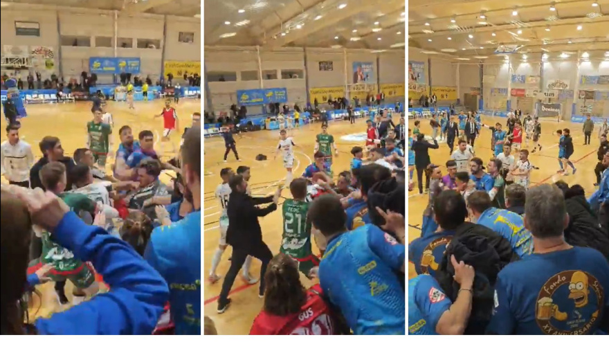 Brutal pelea con varios jugadores implicados y lanzándose todo tipo de golpes.