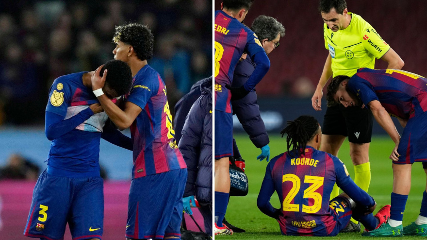 Balde y Koundé acabaron lesionados el partido de semifinales de Copa ante el Atlético.