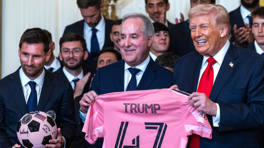 Leo Messi, en el Despacho Oval de la Casa Blanca, junto a Donald Trump