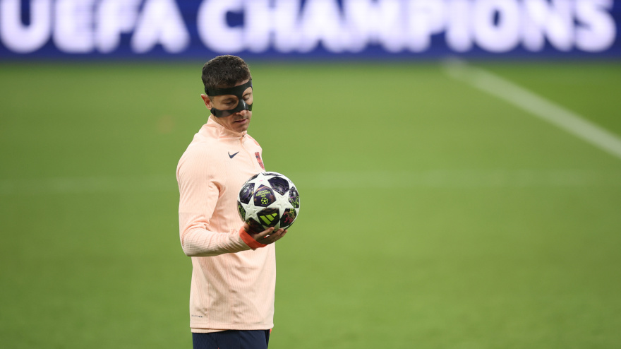 Robert Lewandowski, antes del partido ante el Newcastle
