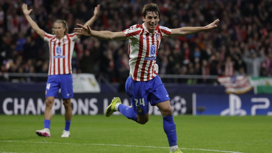 Le Normand celebra su gol en el Atlético - Tottenham en la ida de los octavos de final de la Champions