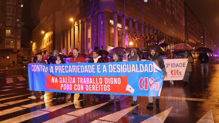 Momento en el que se iniciaba la movilización desde la avenida de Esteiro