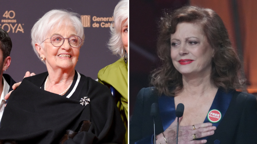 La actriz de doblaje española María Luisa Solá (izq) y la actriz Susan Sarandon (dch)