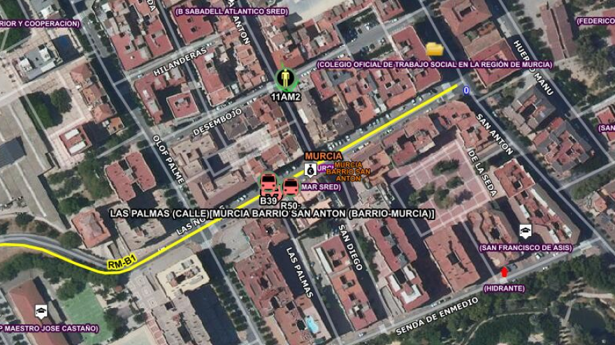 Zona del incendio en San Antón