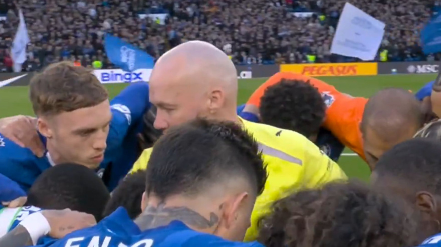 La surrealista piña del Chelsea antes de empezar el partido