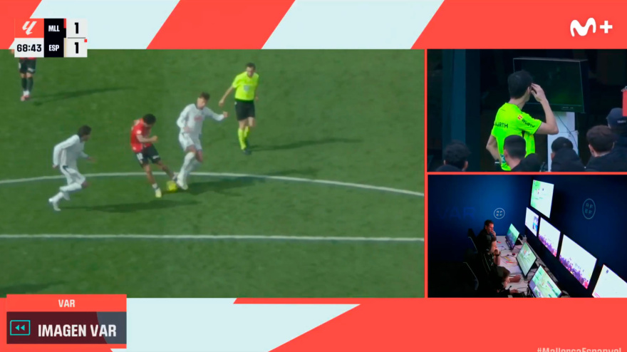Imagen VAR del polémico gol del Mallorca ante el Espanyol
