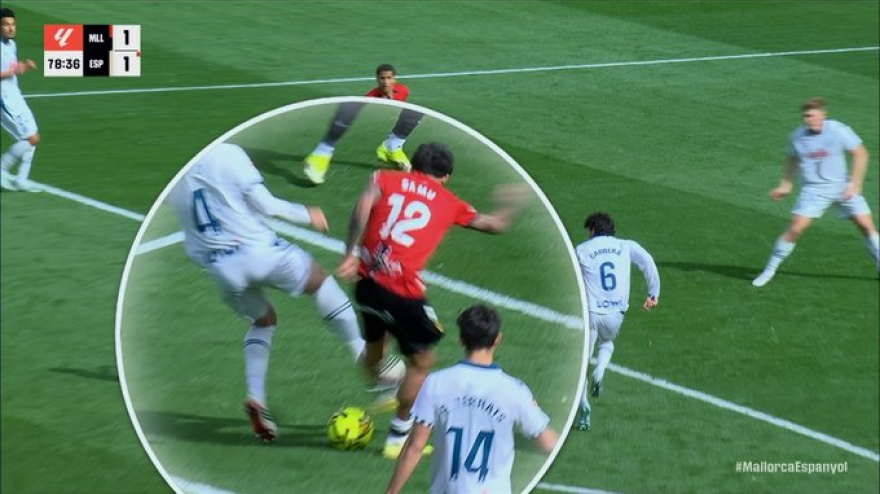Imagen del polémico gol del Mallorca ante el Espanyol