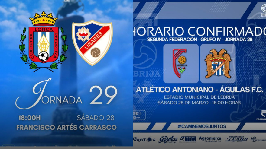 Horarios confirmados del Águilas FC y CF Lorca Deportiva
