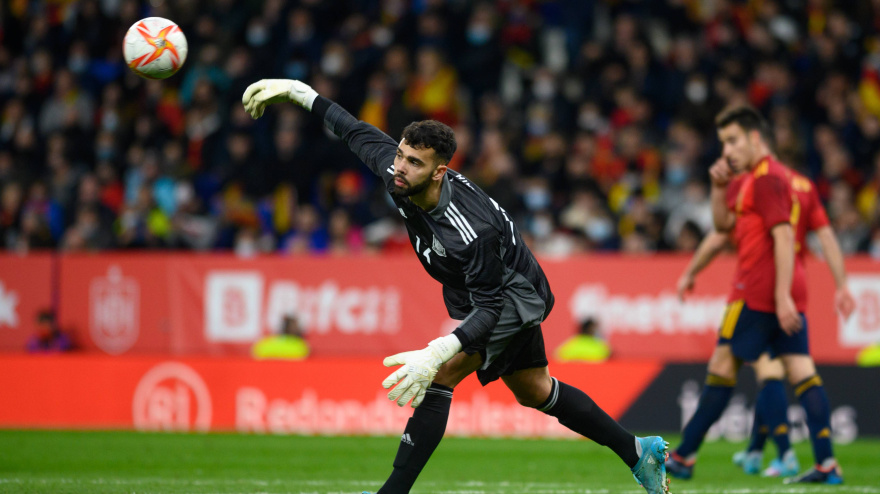 March 26, 2022, Cornella, Spain: David Raya of Spain during the International Friendly match between Spain andAlbania at RCDE Stadium in Cornella, Spain, (Credit Image: © Gerard Franco/DAX via ZUMA Press Wire)