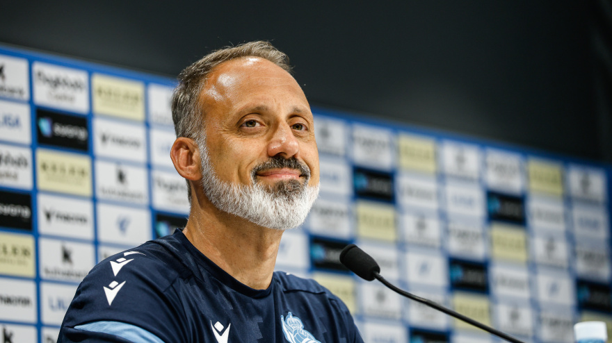 Rino Matarazzo en la rueda de prensa previa al partido ante el Villarreal en el estadio de La Cerámica