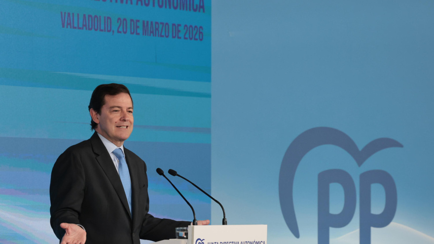 Alfonso Fernández Mañueco, candidato electo del PP de Castilla y León, durante su intervención en la Junta directiva autonómica del partido