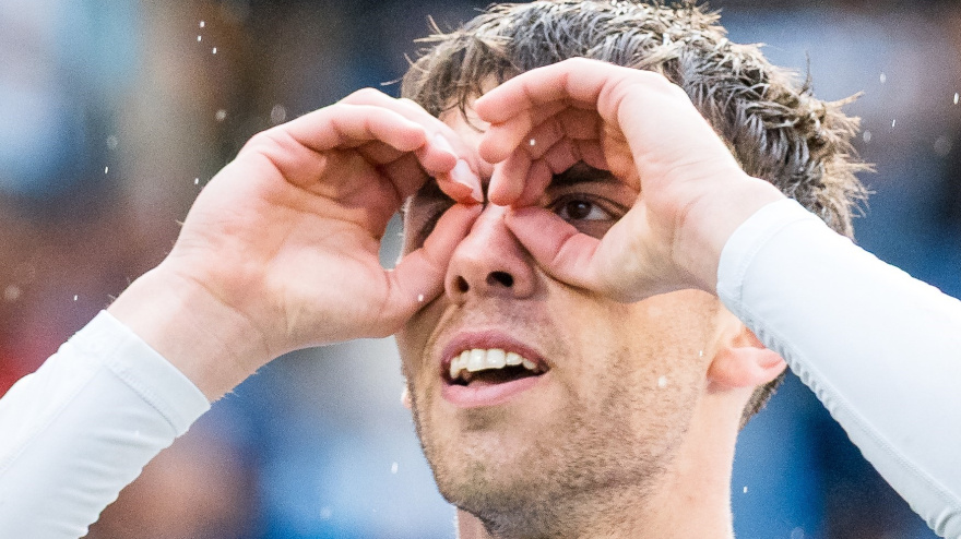 Gastón Valles, durante el Tenerife-Osasuna Promesas.