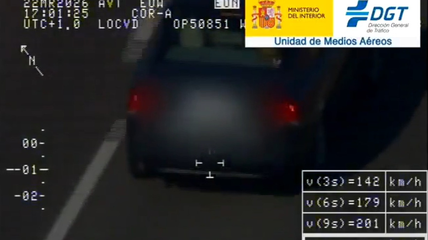 La DGT detecta en Palencia a un vehículo circulando a 201 km/h en una carretera limitada a 90 km/h