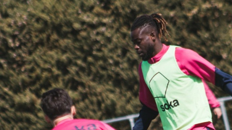 Imagen del entrenamiento del Huesca