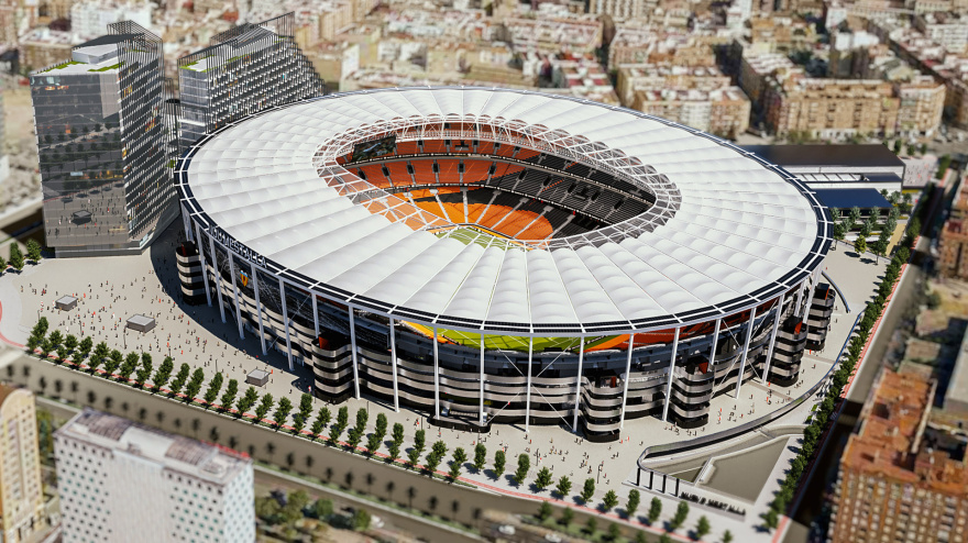 Maqueta del nuevo estadio en Cortes Valencianas